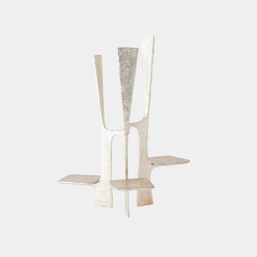 Triune Candleholder-Silver Leaf