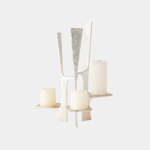 Triune Candleholder-Silver Leaf