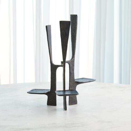 Triune Candleholder-Bronze