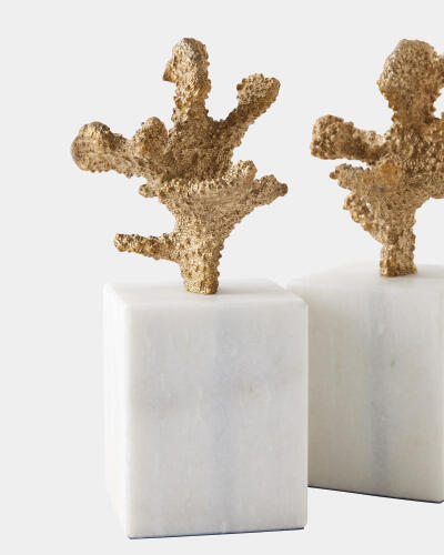 Coral Sculptures-Pair-Brass