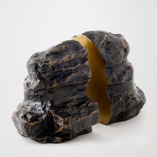 rock bookends-bronze/brass