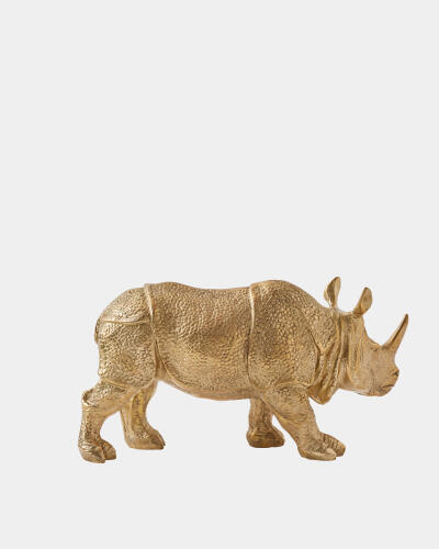 Rhino Sculpture-Brass