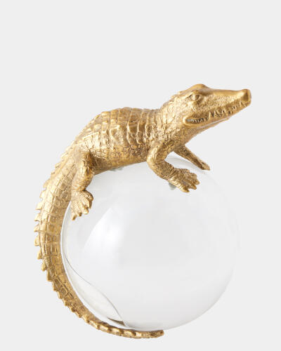 Alligator on Orb-Brass