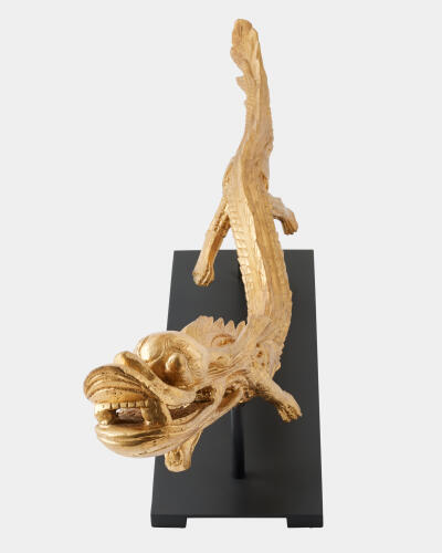 Dragon Sculpture on Stand-Gold Leaf