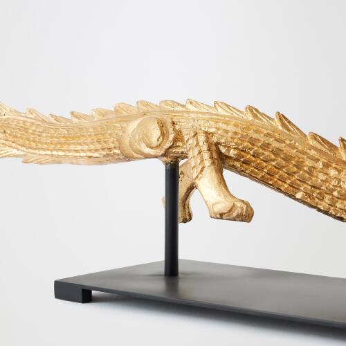 Dragon Sculpture on Stand-Gold Leaf