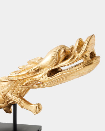 Dragon Sculpture on Stand-Gold Leaf