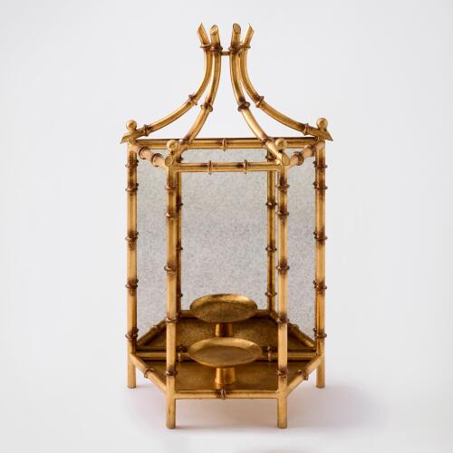 Bamboo Wall Lantern-Gold Leaf