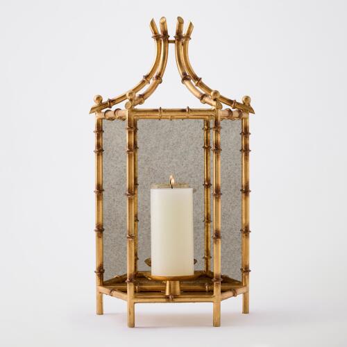 Bamboo Wall Lantern-Gold Leaf