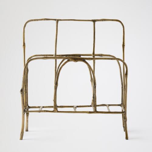 bamboo magazine rack-gold leaf