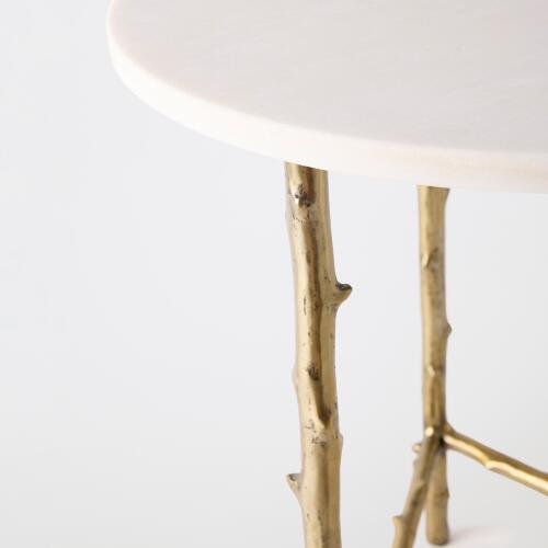 Bamboo 3-legged Side Table-Brass