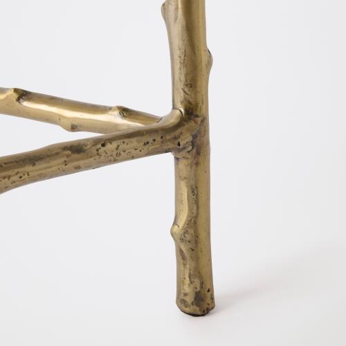 Bamboo 3-legged Side Table-Brass