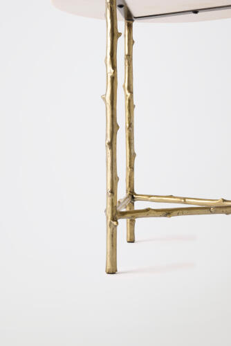 Bamboo 3-legged Side Table-Brass