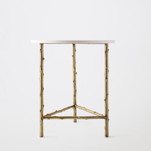 bamboo 3-legged side table-brass