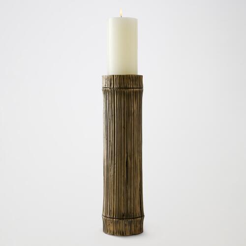Bamboo Candle Holders-Faux Brass