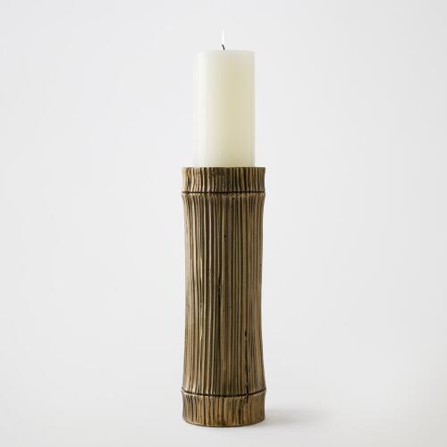 Bamboo Candle Holders-Faux Brass