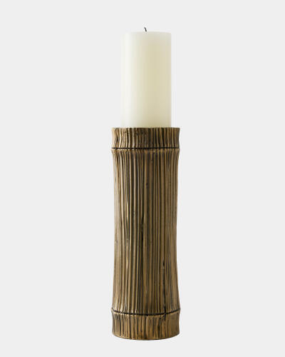 Bamboo Candle Holders-Faux Brass