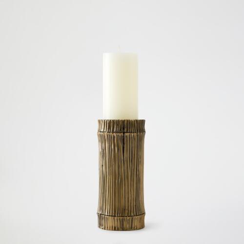 Bamboo Candle Holders-Faux Brass