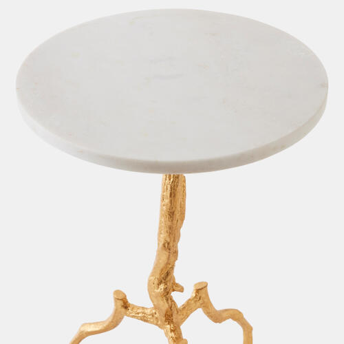 3 Legged Twig Table-Gold Leaf