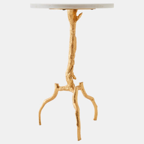 3 Legged Twig Table-Gold Leaf