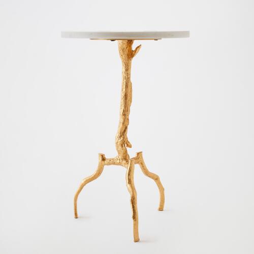 3 Legged Twig Table-Gold Leaf