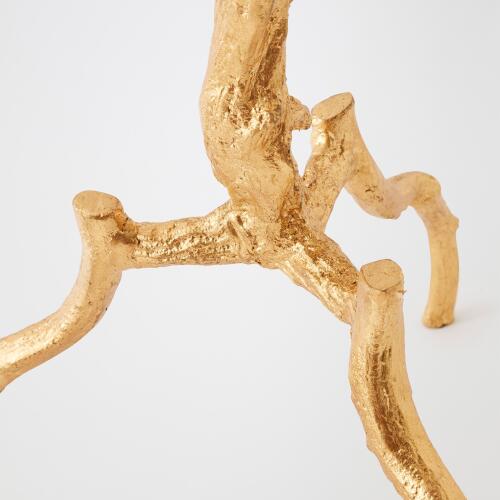 3 Legged Twig Table-Gold Leaf