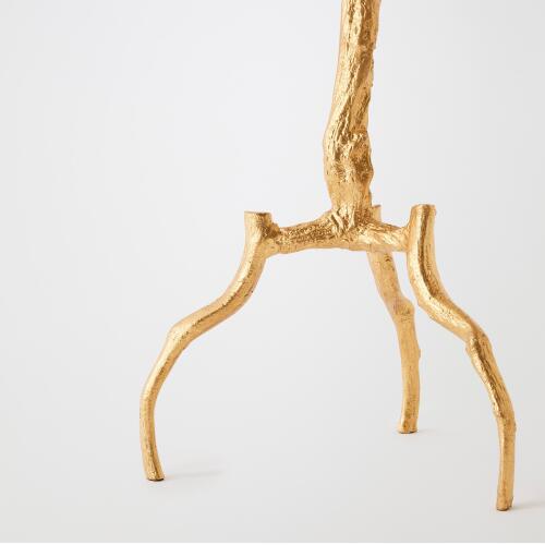 3 Legged Twig Table-Gold Leaf