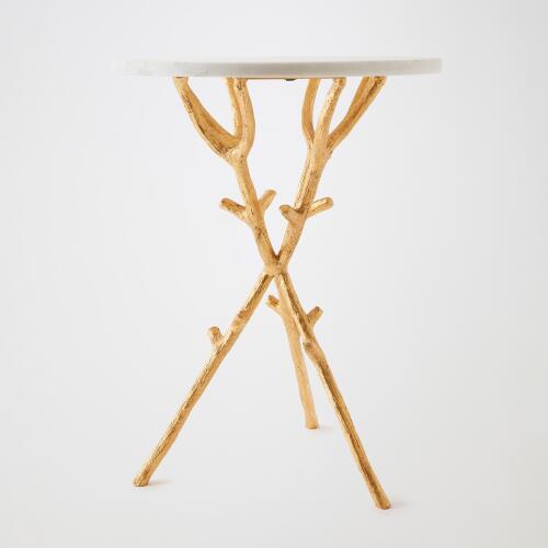 Coral Tripod Side Table-Gold