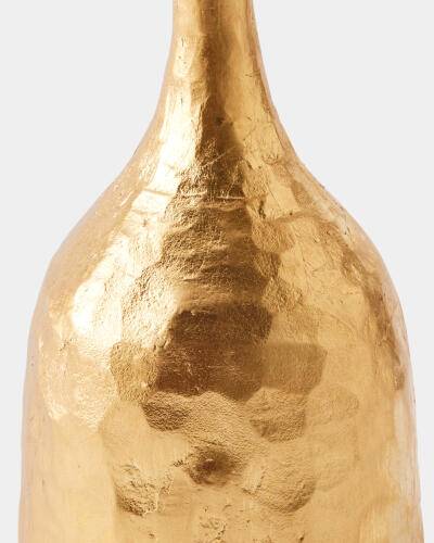 Forged Pillar Candle Holder Gold Leaf