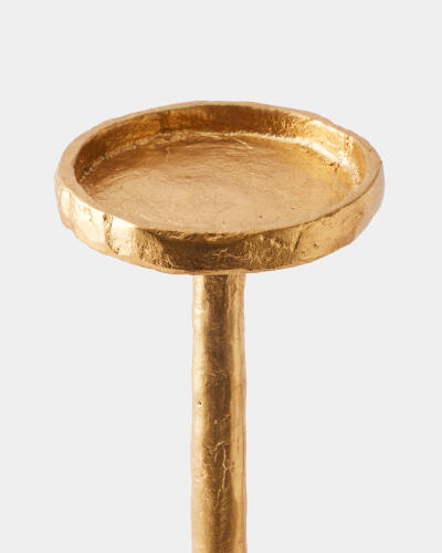 Forged Pillar Candle Holder Gold Leaf