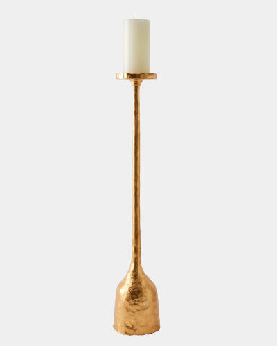 Forged Pillar Candle Holder Gold Leaf