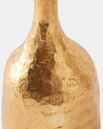 Forged Pillar Candle Holder Gold Leaf