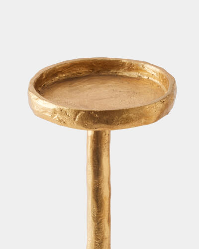 Forged Pillar Candle Holder Gold Leaf