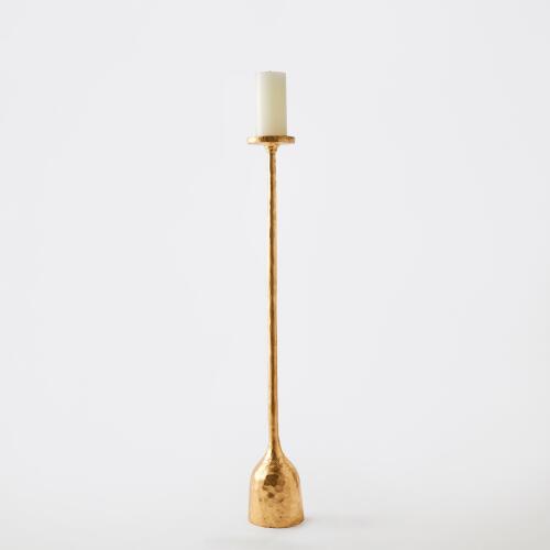 Forged Pillar Candle Holder Gold Leaf-Sm