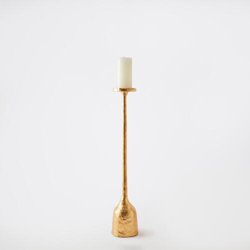 Forged Pillar Candle Holder Gold Leaf-Sm