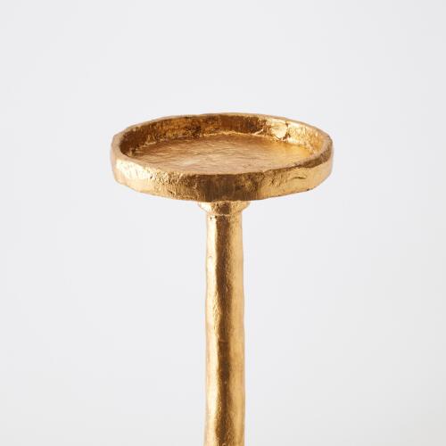 Forged Pillar Candle Holder Gold Leaf-Sm