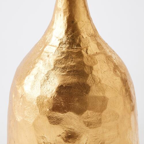 Forged Pillar Candle Holder Gold Leaf-Sm