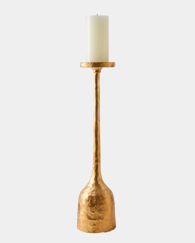 Forged Pillar Candle Holder Gold Leaf