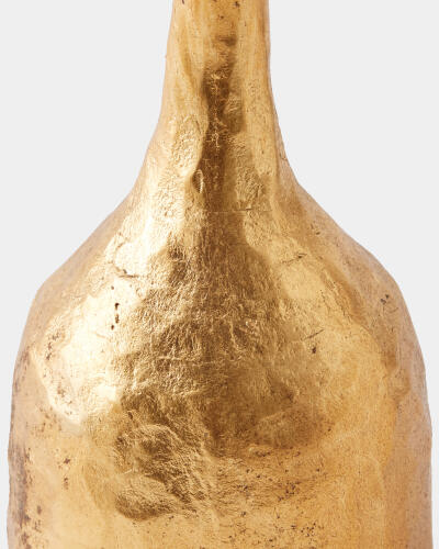 Forged Pillar Candle Holder Gold Leaf