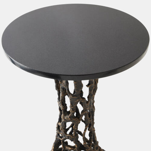 Filamento Side Table-Bronze/Black Marble
