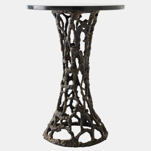 Filamento Side Table-Bronze/Black Marble