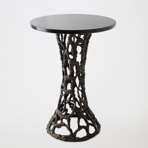 Perforated Side Table-Bronze/Black Marble