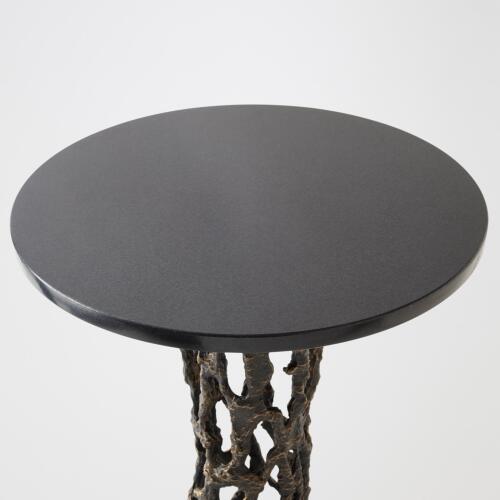 Perforated Side Table-Bronze/Black Marble