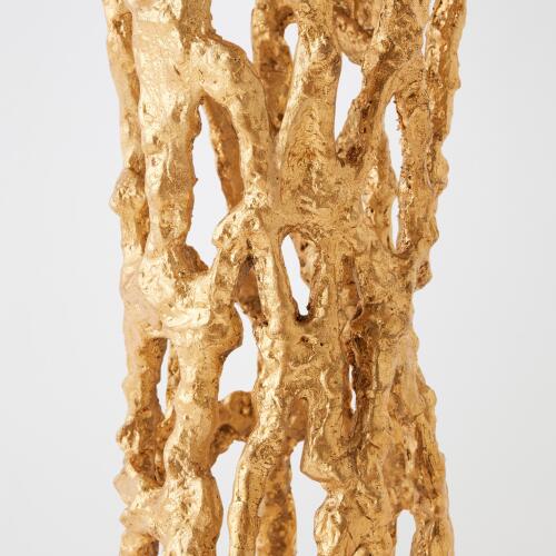 Perforated Side Table-Gold Leaf/White Marble