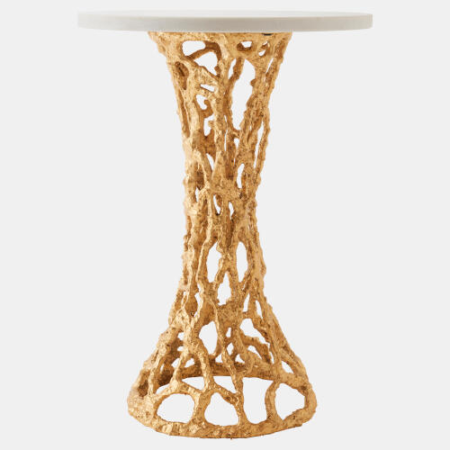 Filamento Side Table-Gold Leaf/White Marble