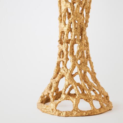 Perforated Side Table-Gold Leaf/White Marble