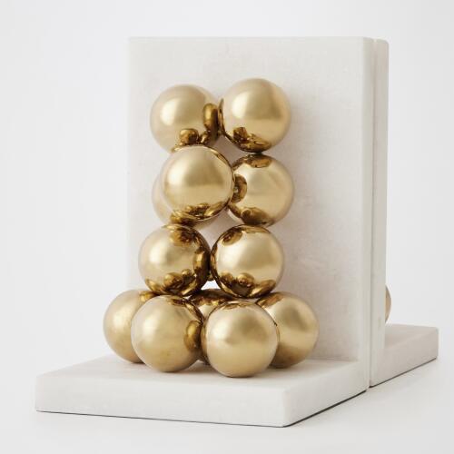 Sphere Bookends-Brass