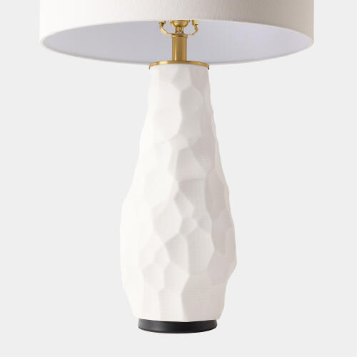 Vasher Chiseled Ceramic Lamp-White