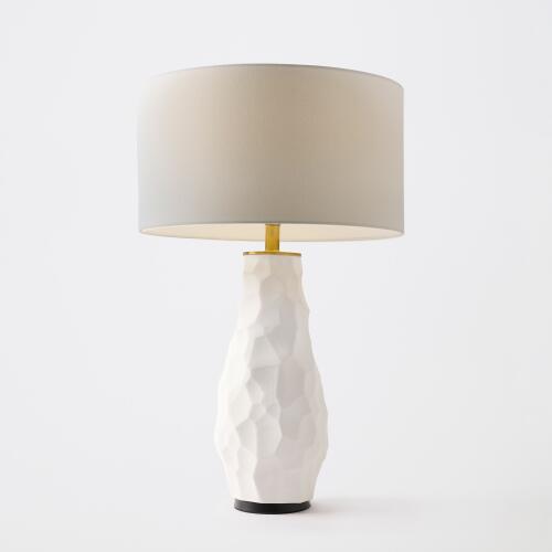 Chiseled Ceramic Lamp-White