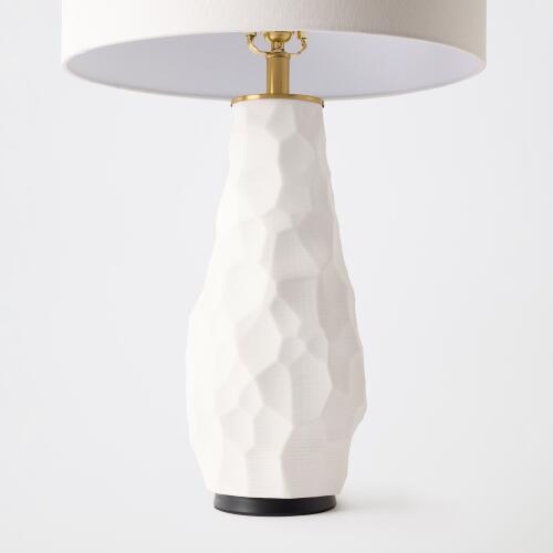 Chiseled Ceramic Lamp-White