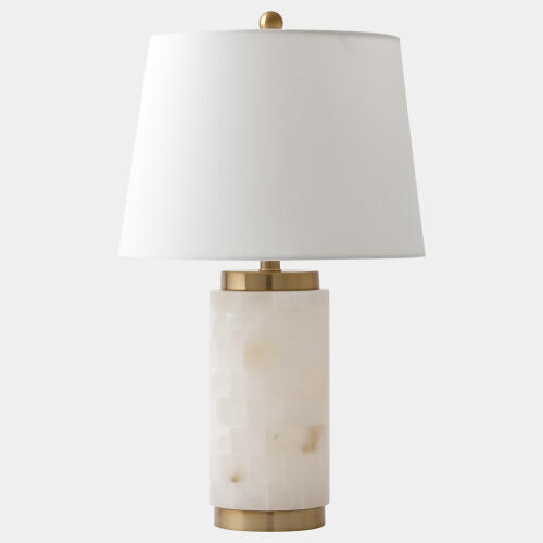 hillary cylinder alabaster lamp-brass